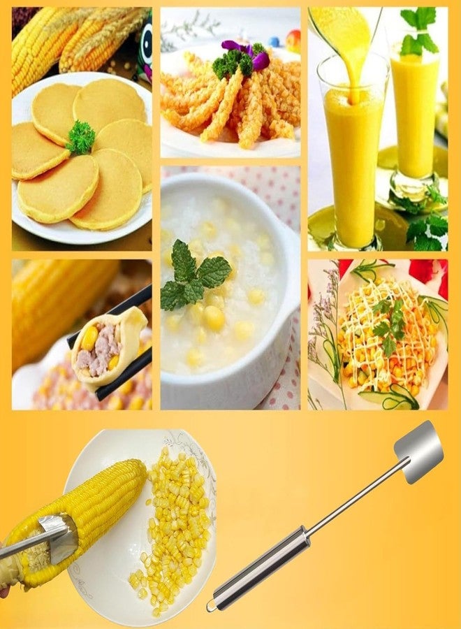 SIXCAR 2025 NEW Long Handle Stainless Steel Corn Stripping Tool, Corn Cob Stripper,Corn Cutter, Corn Peeler,Easy Clean Corn Peeler Corn Cob Stripper Tool (2PC) - Image 5
